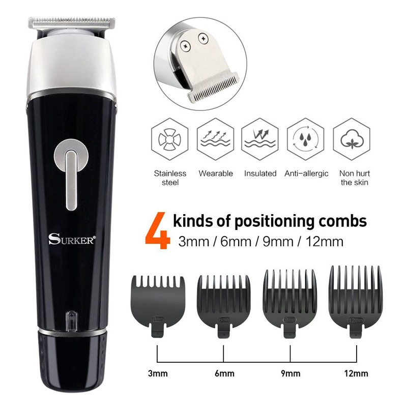 Surker SK-0068 5 en 1 110-240V électrique tondeuse à cheveux tondeuse à barbe étanche IPX 7 Rechargeable épilateur rasoir