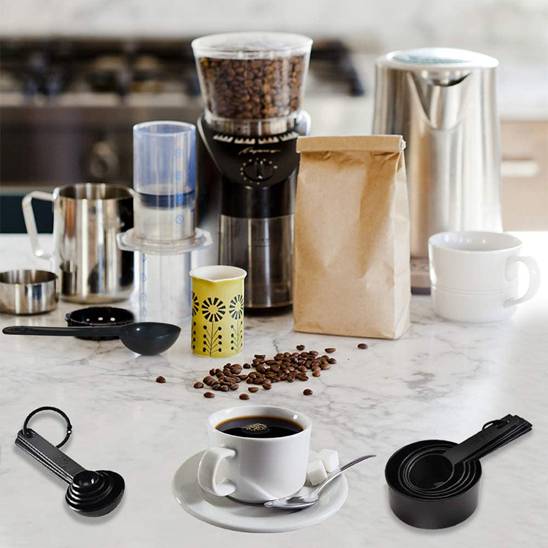Cuchara medidora de cocina, cucharada de café, cucharada de azúcar con mango de silicona, tazas medidoras de harina para hornear, utensilios de cocina, 5/10 Uds.