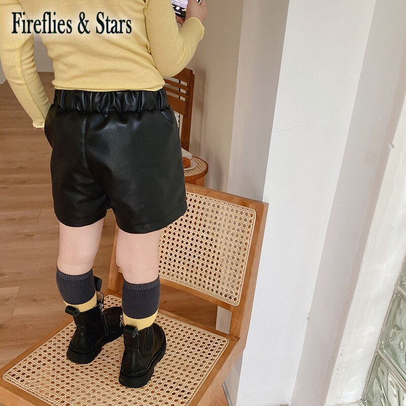 Forår efterår piger pu shorts baby shorts børn mini underdele børn tøj klassisk imiteret læder solid 1 to 7 år