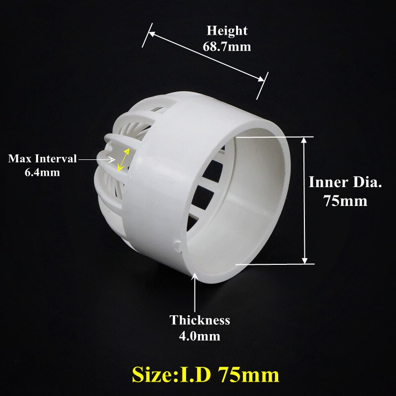 2-5Pcs I.D20-110mm PVC Vent Cap Filter Isolation Screen Water Tank Permeable Joint Aquarium Seafood Pool Overflow Pipe Fittings: I.D 75mm / 2Pcs