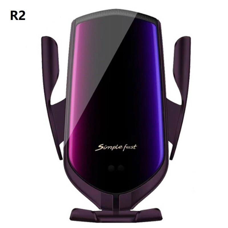 R1 R2 R3 Automatische Spannen 10W Auto Draadloze Oplader Telefoon Houder Infrarood Inductie Qi Draadloze Oplader Ondersteuning 360 Rotatie: R2 Black