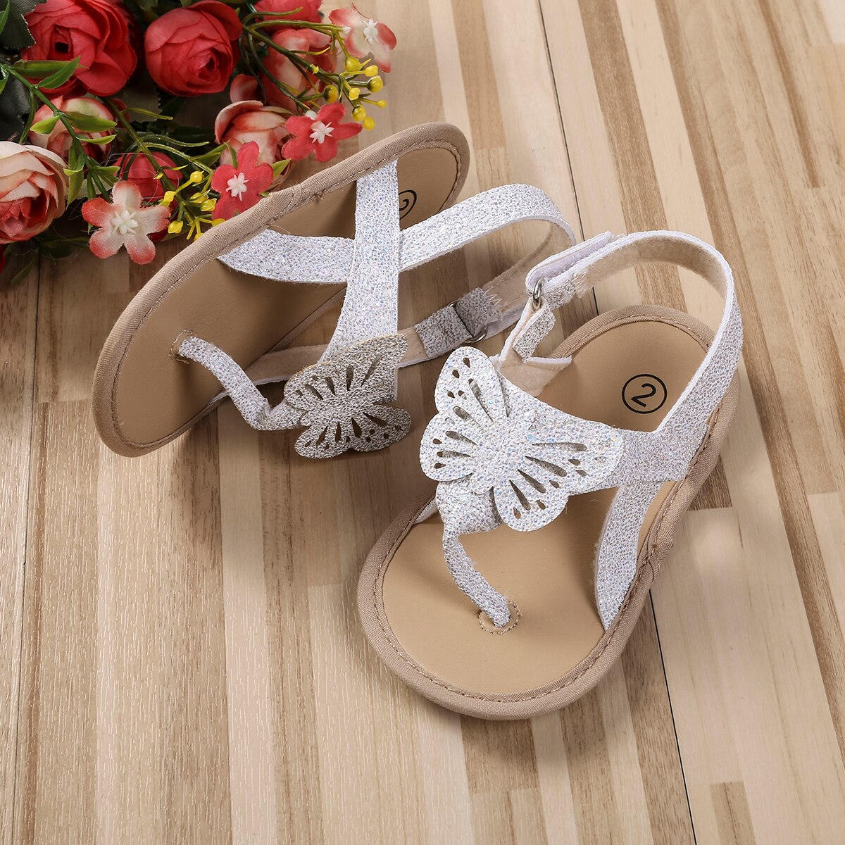 Baby Girl&#39;s Summer Sandals Lovely Butterfly Princess Dress Anti-Skid Flip Flops for Newborn Infant