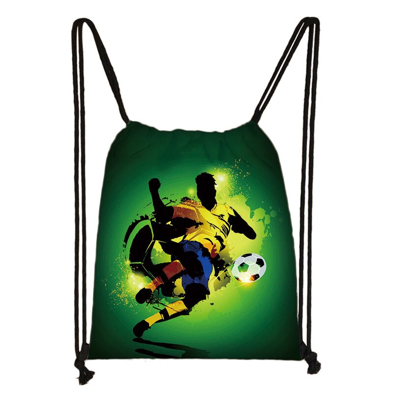 Footbally / Soccerly Druck Rucksack Männer Leinwand Reisetasche Teenager Jungen Kordelzug Schuhe Halter Kinder: skdzq03