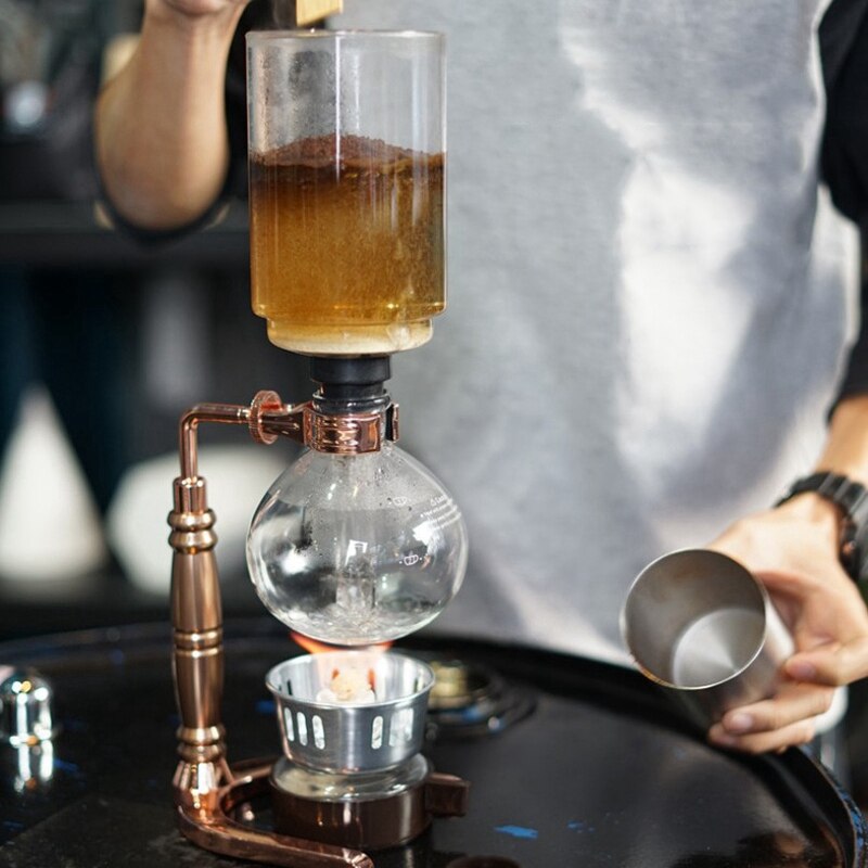 Japanse Stijl Sifon Koffiezetapparaat Thee Sifon Pot Vacuüm Koffiezetapparaat Glas Type Koffiezetapparaat Filter 3Cups Rose Gold