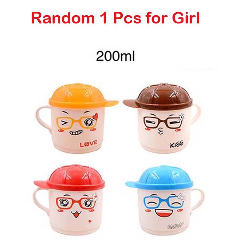Taza de agua de 200ml para bebé, vaso de alimentación de bebé de Salud Ambiental, vaso de zumo de leche de dibujos animados para niños, 1 ud.: Girl Color Lid Cup