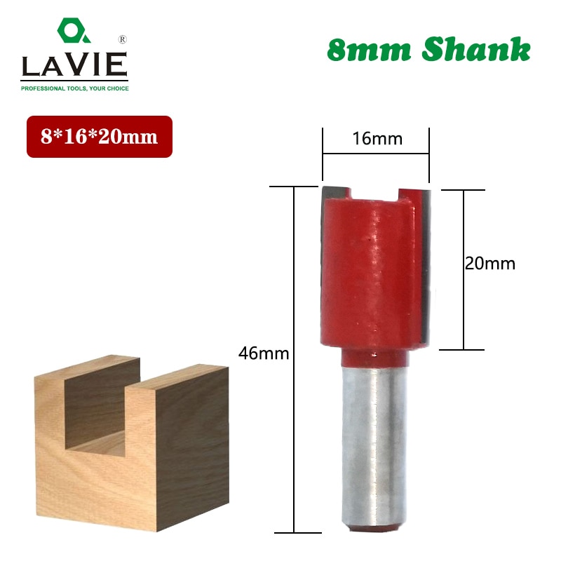 Lavie 8 Stuks 8 Mm Frezen Set Trimmen Flush Bit Rechte Frees Voor Hout Bit Tungsten Carbide Houtbewerking sets 02006-8