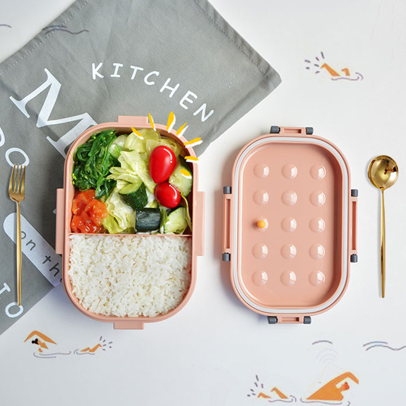 Sunde børn skole madkasse silikone cover bento madkasse mikrobølge mad opbevaring madkasse beholdere med rum 1000ml