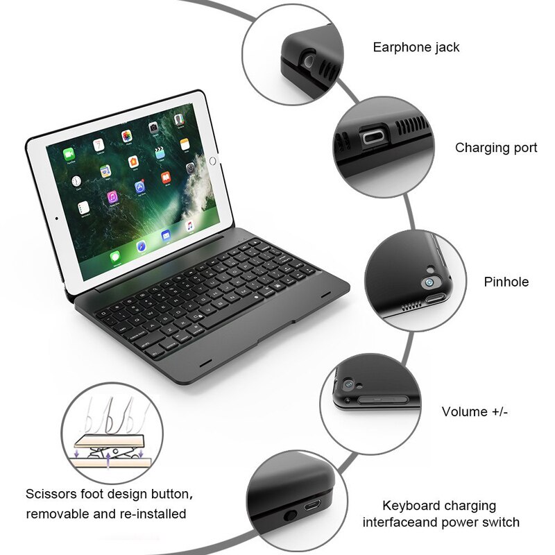 Smart Keyboard for Apple iPad 9.7 5th 6th Generation Bluetooth Keyboard Case for iPad mini 1 2 3 4 5 Air 1 2 Pro 9.7