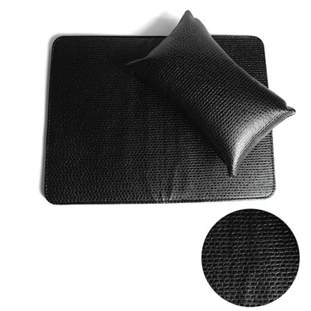 Kit de herramientas de manicura, cojín de cuero PU suave para manicura, cojín de descanso de manos, almohadilla para salón de manicura, soporte para muñeca y brazo, estera de esponja: Black