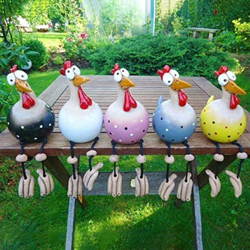 Garden Statues Chicken Statue Chicken Yard Art Backyard Lawn Stakes Resin Hen Yard Decor Garden Outdoor Ornaments Sculpture