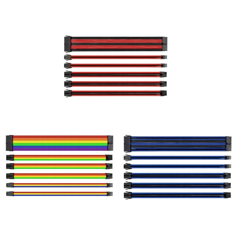 Sleeved Cable Extension Set for Power Supply Wiring 24 Pin 4+4Pin 6+2Pin 6Pin
