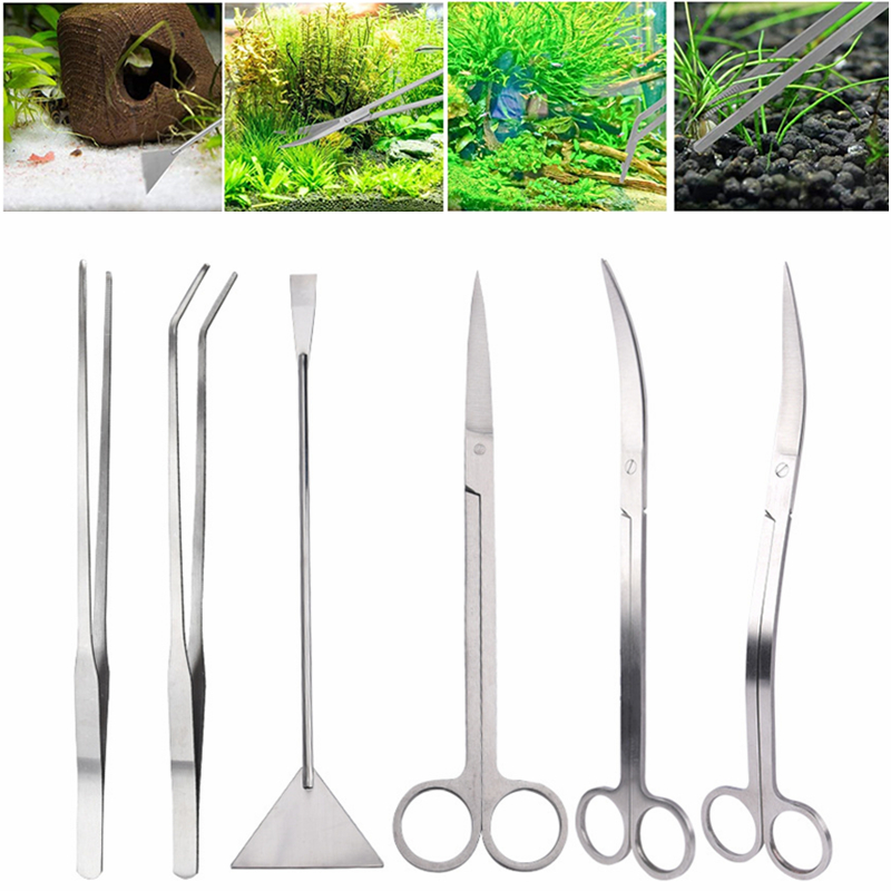 Tijeras para plantas acuáticas de acero inoxidable, pinzas, Herramientas de limpieza para acuario, pecera, herramientas de acuarela, accesorios para acuario