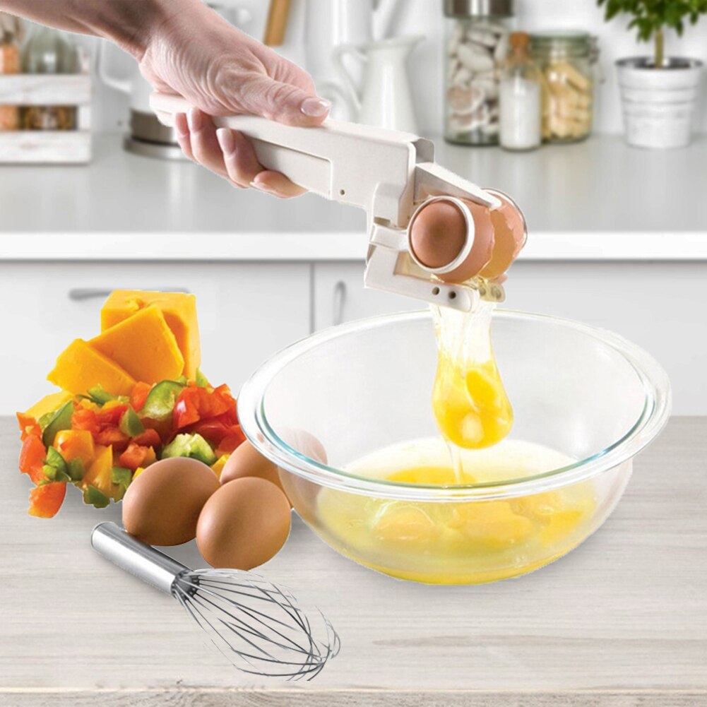 Egg Cracker Separator Handheld Egg Opener Breaker Egg Shell Opener Kitchen Gadget Tool Egg Whitites Yolk Quick Separation Egg