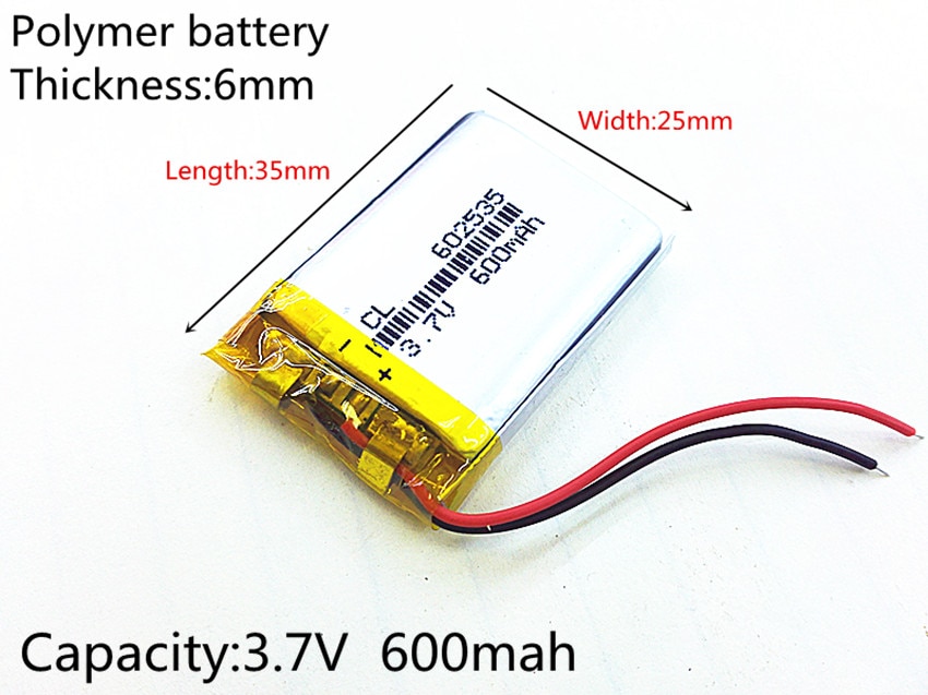 3.7 V 600 mAh Oplaadbare li Polymer Li-Ion Batterij Voor hoofdtelefoon tachograaf MODEL 582535 SP5 mp3 mp4 GPS PSP 602535 062535