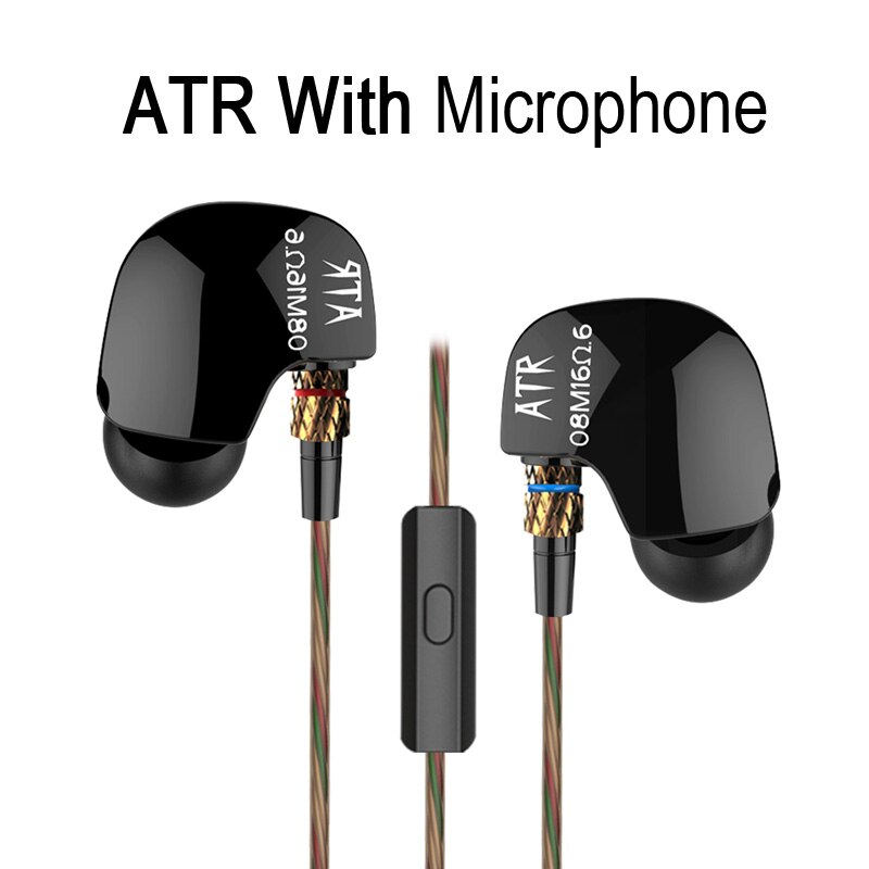 Original KZ ATE 3.5mm In Ear Earphones HIFI Metal Stereo Earphones Super Bass Noise Isolating Sport Earbuds With Mic: ATR With Mic