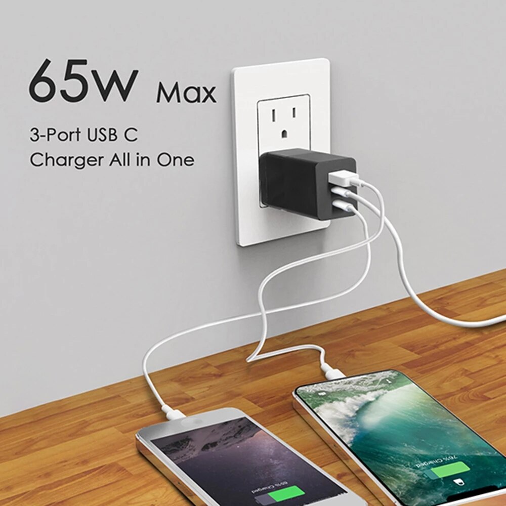 Gan 65W Usb C Quick Charger Pd 3.0 Qc Voor Samsung Iphone 12 Pro Max Macbook Tablet Snel Muur charger Eu/Us/Uk Plug Adapter