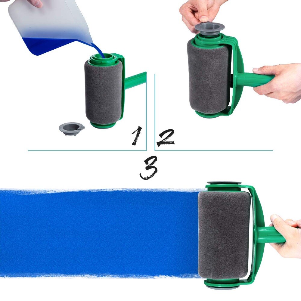 2 set Seamless Paint Runner Pro Roller Brush Handle Tool Flocked Edger Office Wall Painting Roller Paint Brush Set Paint Roller