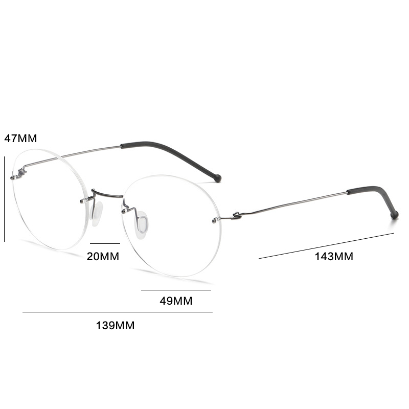 Vintage Titan legierung randlose Brille Rahmen Männer Runde verschreibung pflicht ige Myopie rahmenlose Brille Frauen Luxusmarke Brillen