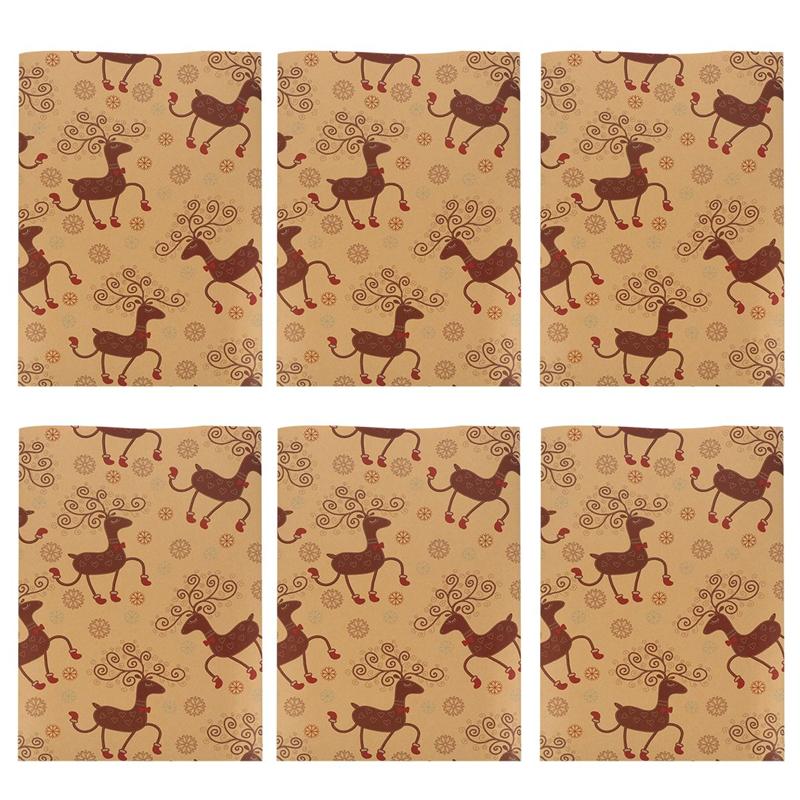 6pcs Christmas Wrapping Paper DIY Kids Folding Handmade Paper Craft Retro EU Style Party Wrapper Packaging Paper: Yellow 70X50CM