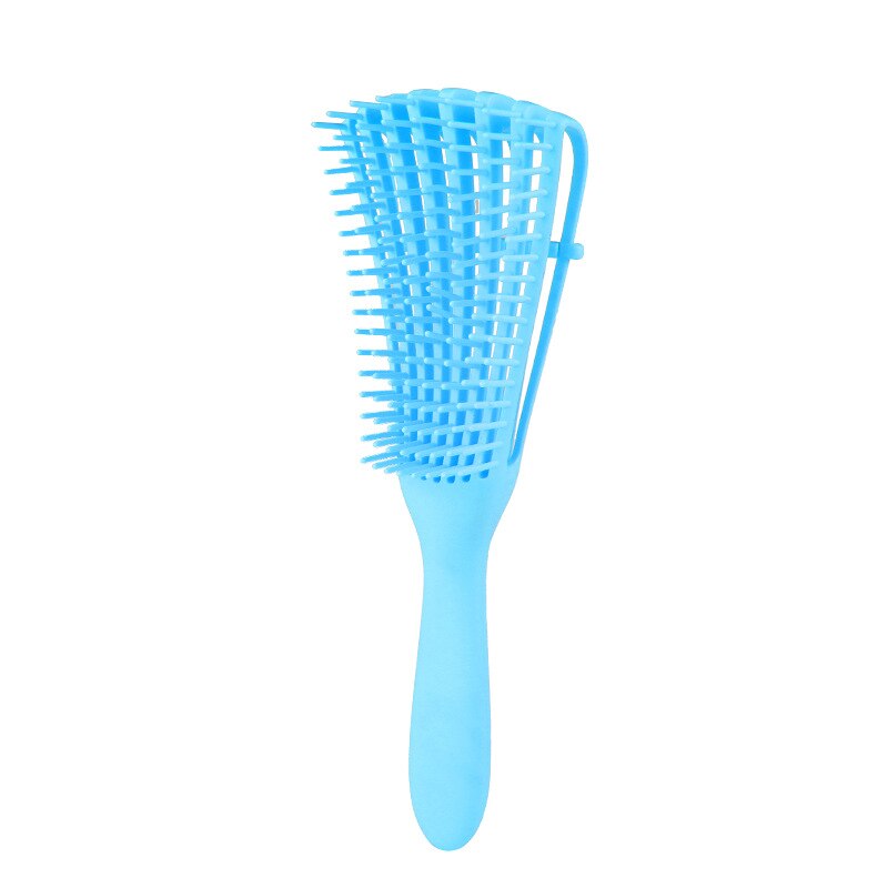 Dettangling hair brush 4c krøllet hår detangler børste hår vådt tykt kinky hår juster hårbørste hovedbundsmassage detangle hårbørste: Blå