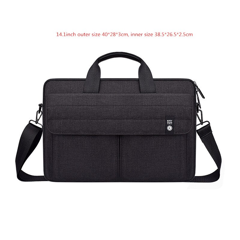 Maletcase3/14,1/15,6 pulgadas para hombre y mujer, bolsa para portátil, bolso de hombro cruzado a prueba de golpes, impermeable, para viaje, oficina, bolsita de negocios: B black M