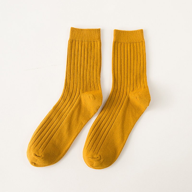 Socks for men cotton solid color crew sock Unisex male mark formelle socks spring summer man casual socks meias: Yellow