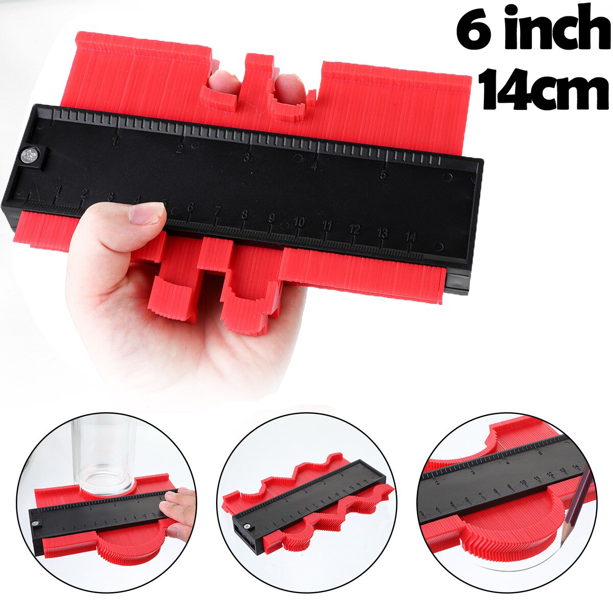Huishoudelijke Multifunctionele Contour Gauge Copier 5/10 Inch Complexe Hoek Contour Copier Huishoudelijke Tool Profiel Afschrijven Tool: WHITE