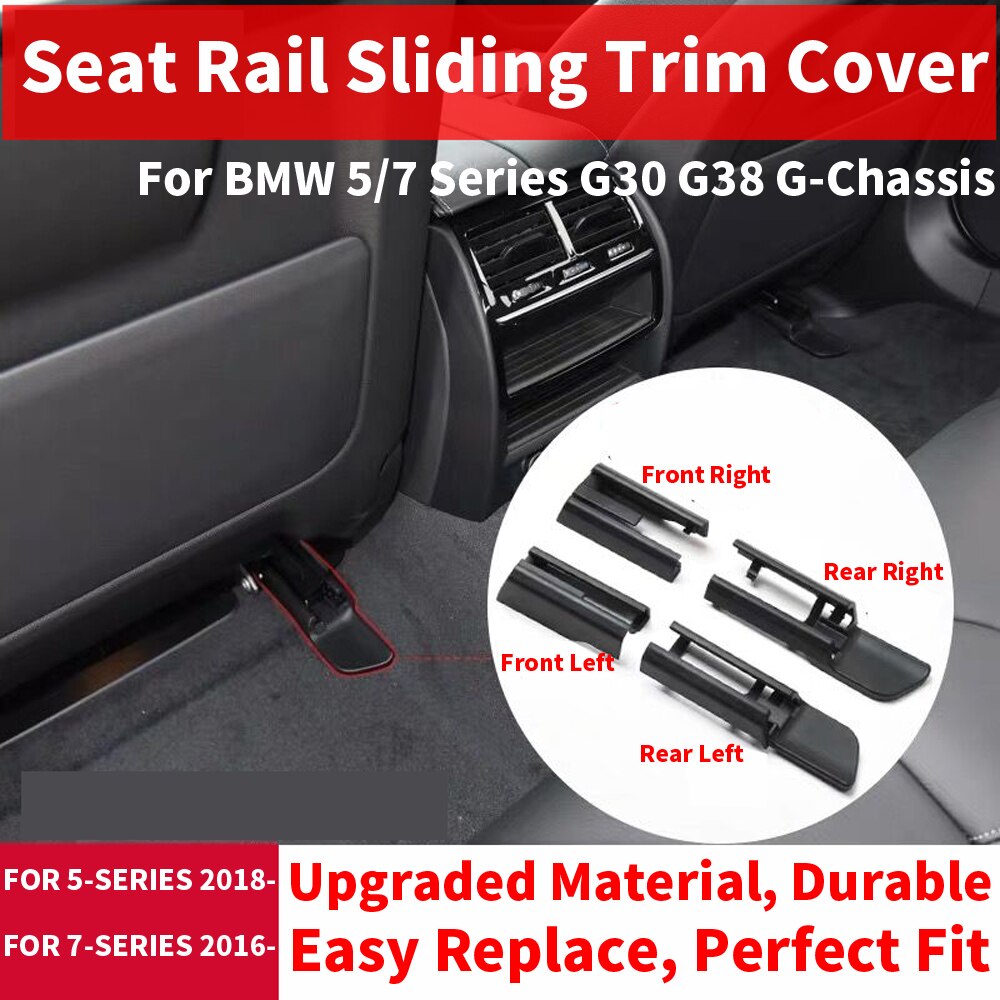 Cubierta de riel de asiento de coche ABS negro, capó de pista deslizante, parte delantera, izquierda, derecha para BMW, nueva serie 5/7, G30 G38 G11 G12