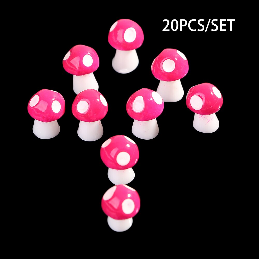 20 sztuk grzyb figurki z żywicy rzemieślniczej miniaturowy bajkowy ogród grzyb Model dla majsterkowiczów mikro ozdoba dekoracje krajobrazu: róża czerwony
