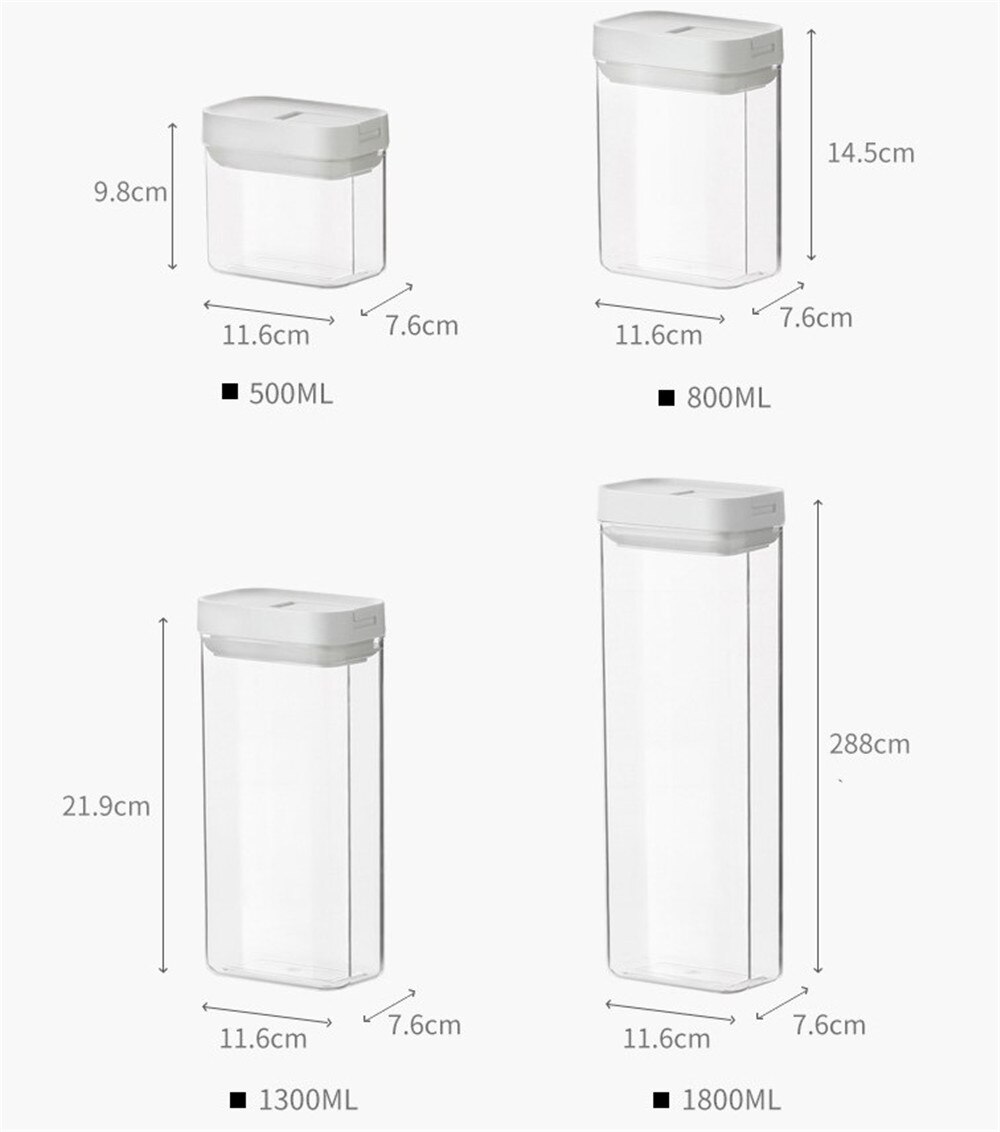 Food Storage Container 500/800/1300/1800ML Multigrain Storage Jar Sealed Grain Storage Box Plastic Dried Fruit Storage Cans