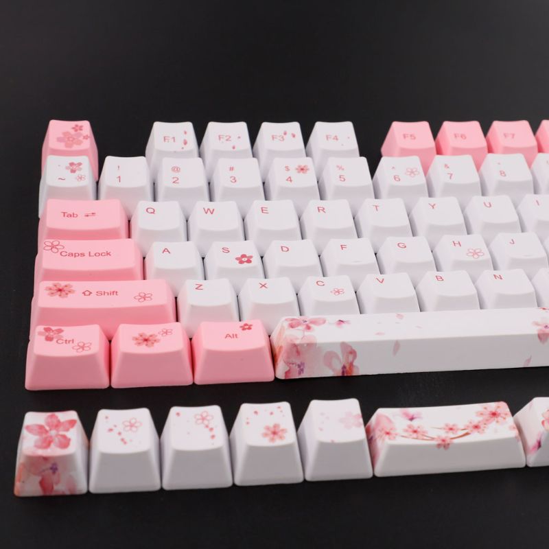 PBT Cherry Blossom Keycap Mechanical Keyboard Keycaps Dye-Sublimation Keycap