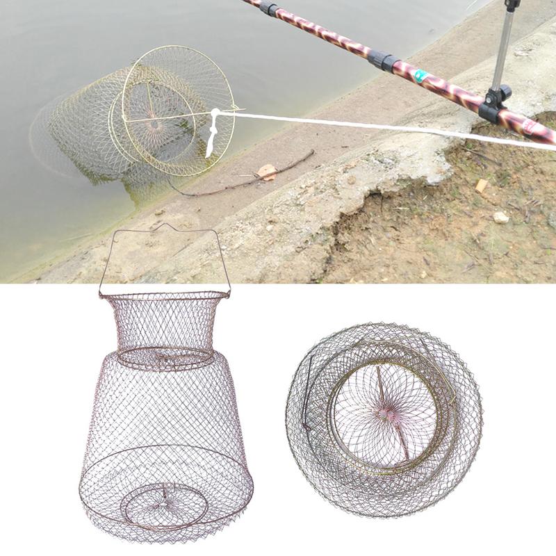 Metal Wire Fishing Net Fish Crabs Squid Shrimp Mesh Cage Cast Net Fishing Trap Network Foldable Fishing Net Tackle Outdoor