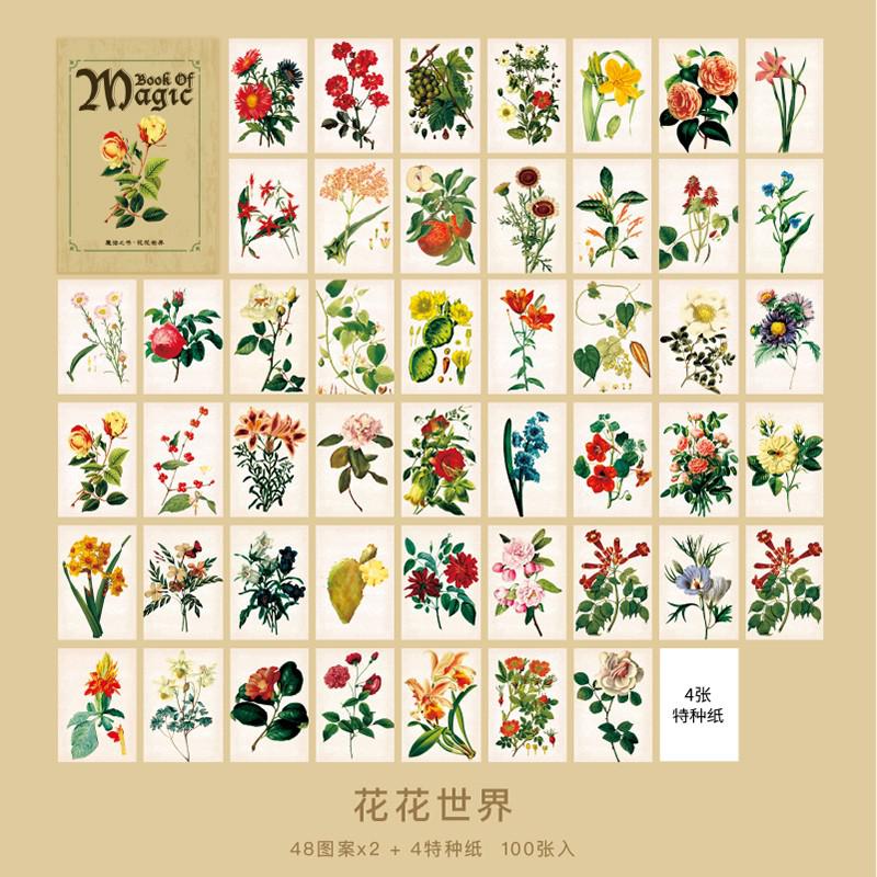 100 ark/paket vintage magisk bok tema anteckningsblock retro bärbart anteckningsblock journal scrapbook diy dekor material papper mini anteckning: K