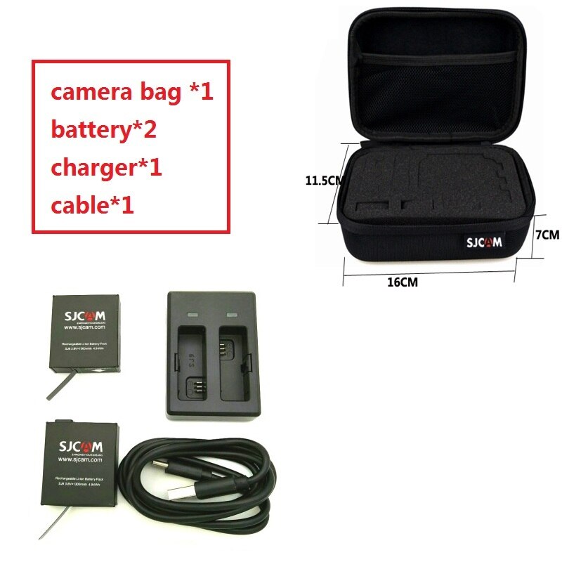 SJCAM SJ9 Accessories storage Bag Original Batteries Rechargable Battery Dual Charger For SJ9 Strike/ SJ10 Pro Action Camera Bag: A combination