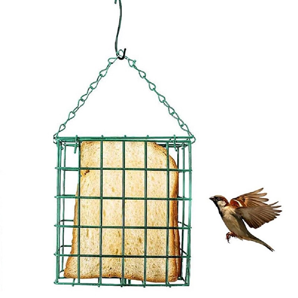 Alimentador de Pájaro verde, alimentador de pan cuadrado colgante de hierro, alimentador de tuerca para pájaros, alimentador de comida para pájaros al aire libre, rápida, comedero de pájaros colgante