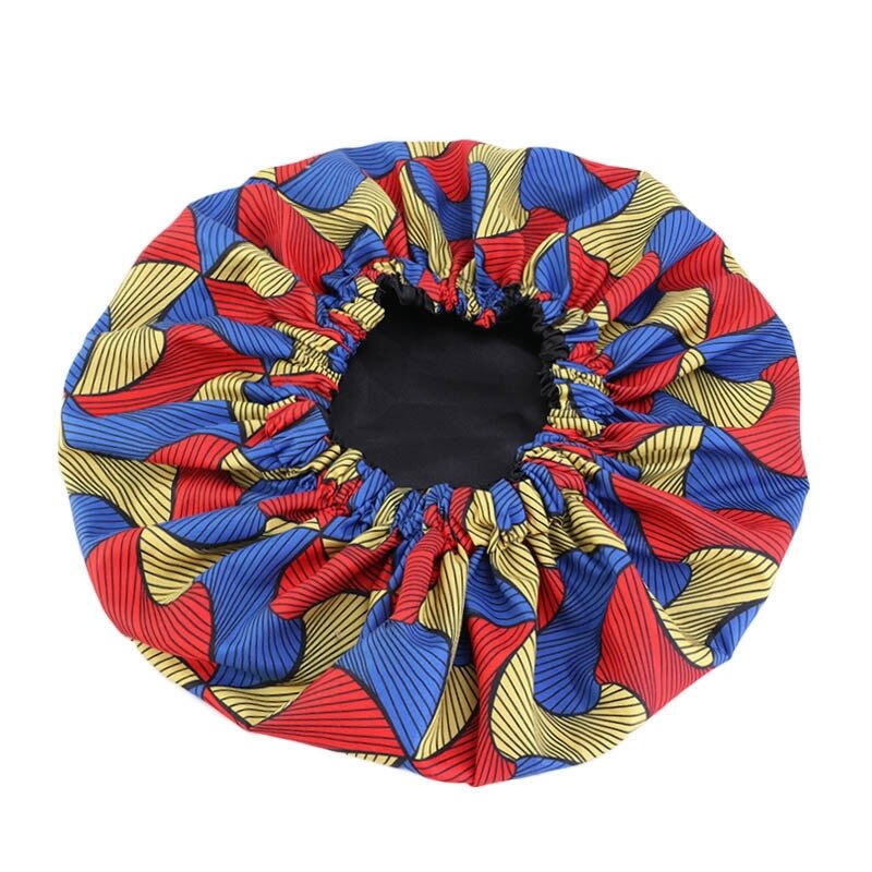 38cm store print satin hætte hårhætter søvn afrikansk mønster tryk stof ankara nat hat hår styling cover tilbehør: Type 3