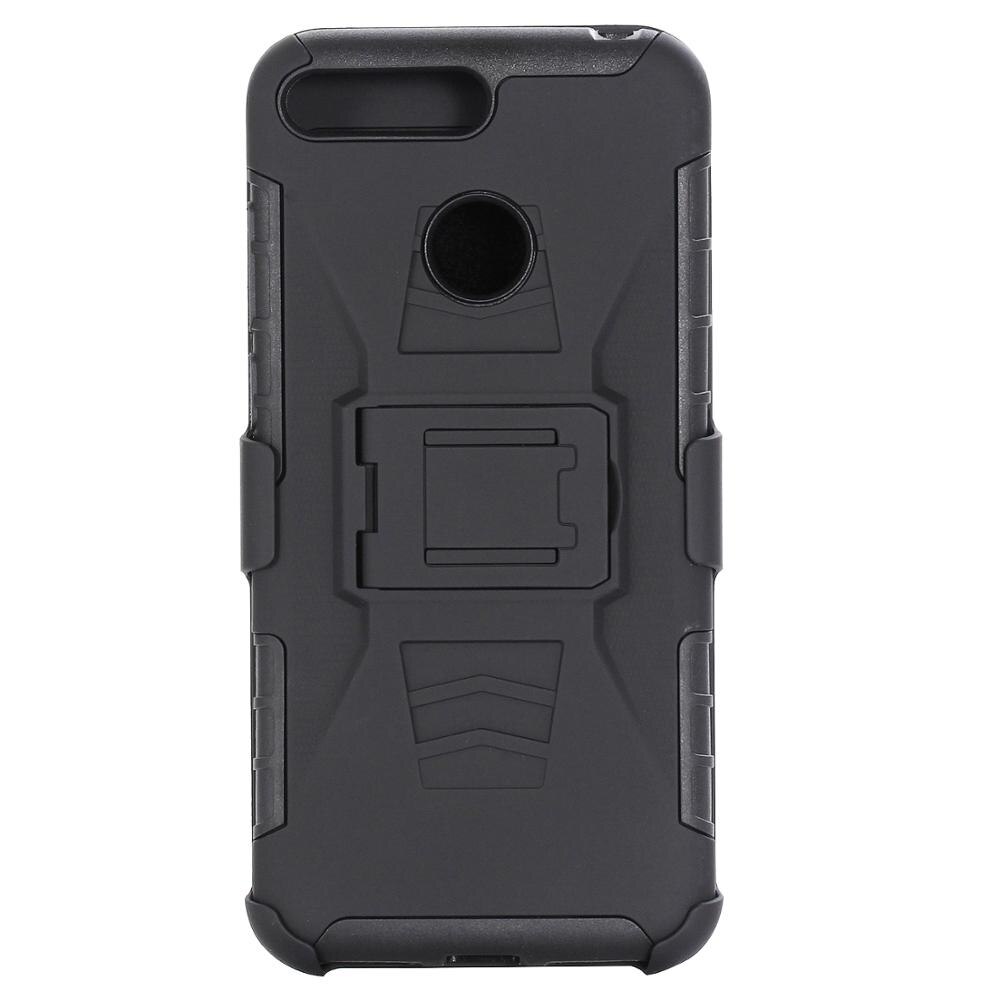Resistente à prova de choque cinto clipe caso armadura para huawei y9 y7 y6 y5 y3 2018 kickstand capa coldre