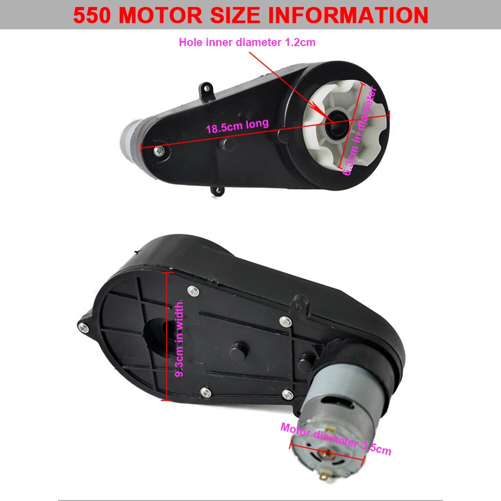 2pcs Gearbox with 12V Motor for Power Wheels, RS550 23000RPM High Speed for Children Ride On Car
