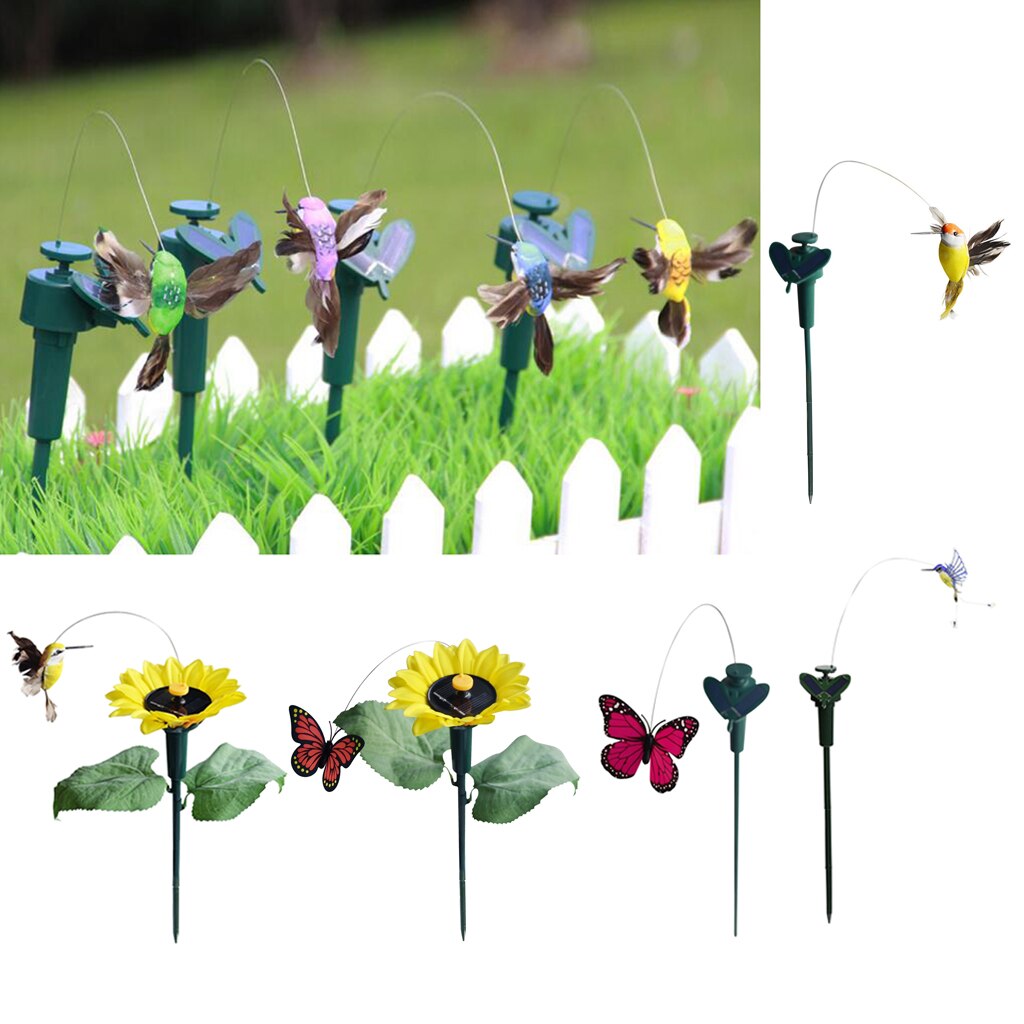Solar Powered Fluttering Garden Stakes Outdoor Decor, Butterfly / Bird