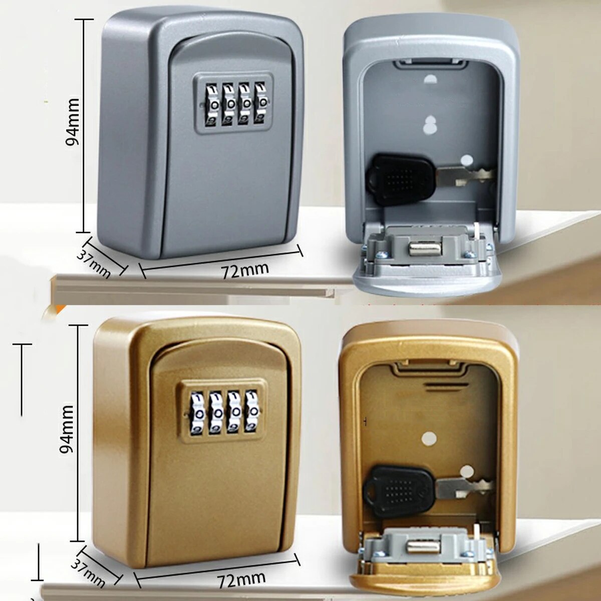 4 Digit Combination Durable Key Storage Box Wall Mounted Safety Key Box Large Storage Capacity Safety Lock Box