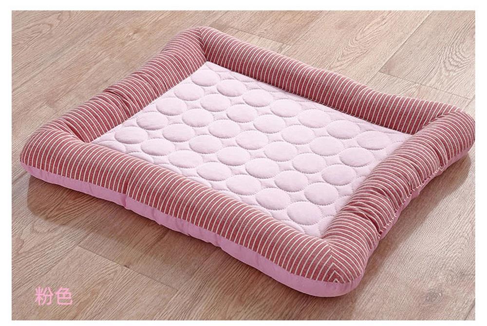 Kyldyna säng för hundar katter valp kattunge cool matta husdjursfilt is silke material mjukt för sommaren sova rosa blå andas: Rosa kylning / L 76 x 58cm