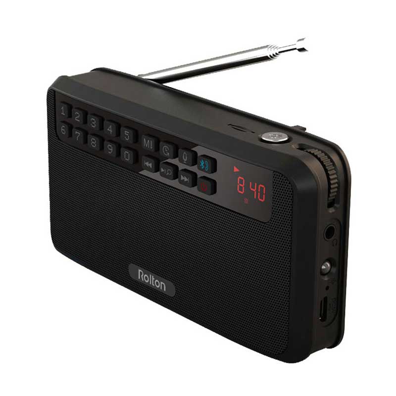 Rolton E500 Mini Bluetooth Speaker Box Support Bluetooth Phone Call/TF Card/MP3/FM Radio/Earphones/LED Light/loudspeakers/REC: Black