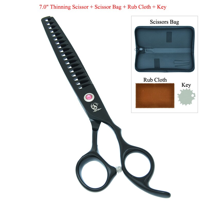 7.0" Japanese Steel Dog Grooming Scissors Curved Cutting Shears 40% Cut Rate Thinning Tesouras Pet Suppliers B0033A: B0033A-04-70