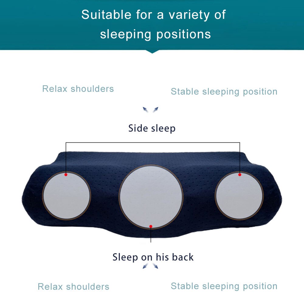 Memory Foam Bedding Pillow Neck protection Slow Rebound Memory Foam Butterfly Shaped Pillow Health Cervical Neck size in 50*30CM