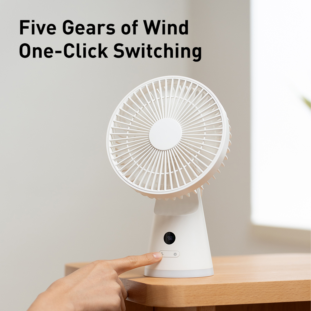 Vvissko Usb Bureauventilator Sterke Luchtstroom & Stille Werking Drie-Speed Wind Mini Tafelventilator 3600Mah Voor Thuiskantoor Slaapkamer