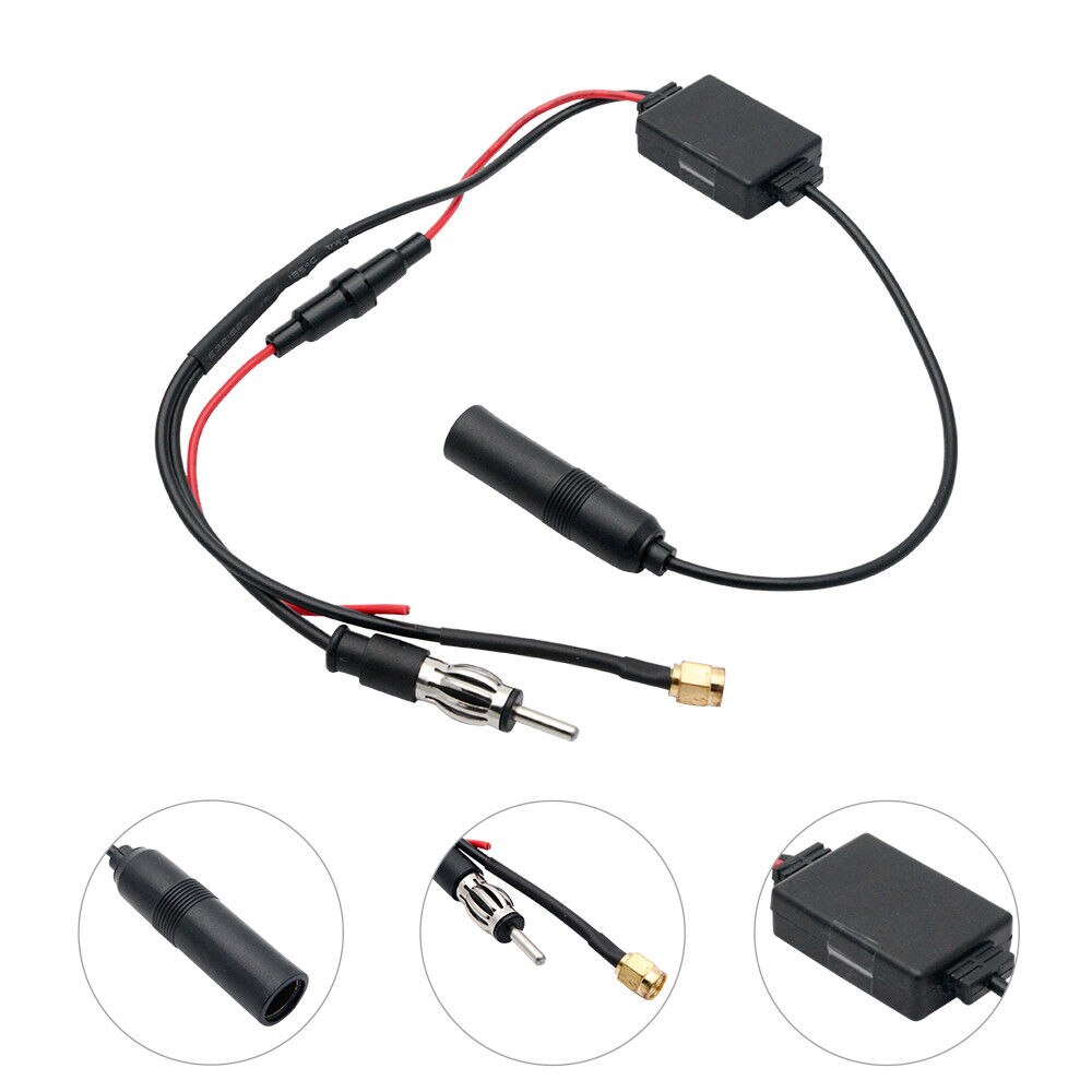 Universal- Auto Signal Antenne Verstärker Booster Stereo Radio Inline Antenne Kabel