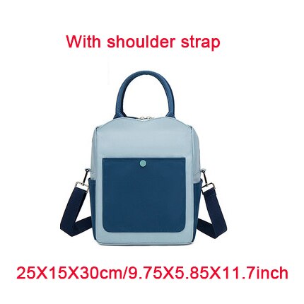 High Capacity Lunch Bag Women Picnic Food Thermal Pouch Waterproof Student Bring Meals Cooler Storage Handbag Accessories Items: A Blue L