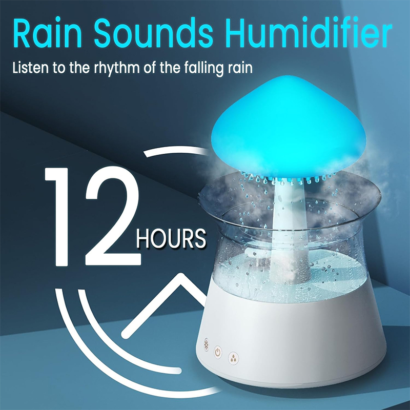 Humidificador de aire eléctrico de nube de lluvia, difusor de Aroma de 300ml, gotas de agua de lluvia Zen, humidificador de luz nocturna colorida para para el hogar