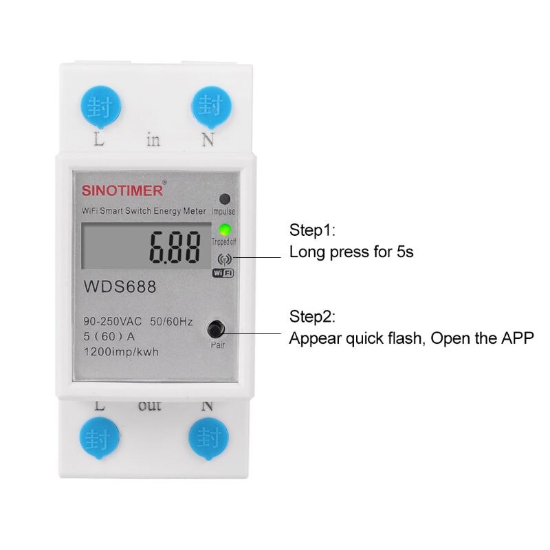 WIFI Din Rail AC 90-250V Energy Power Meter Single Phase Smart Timer Switch Control 110V 230V 50Hz 60Hz Energy Meter