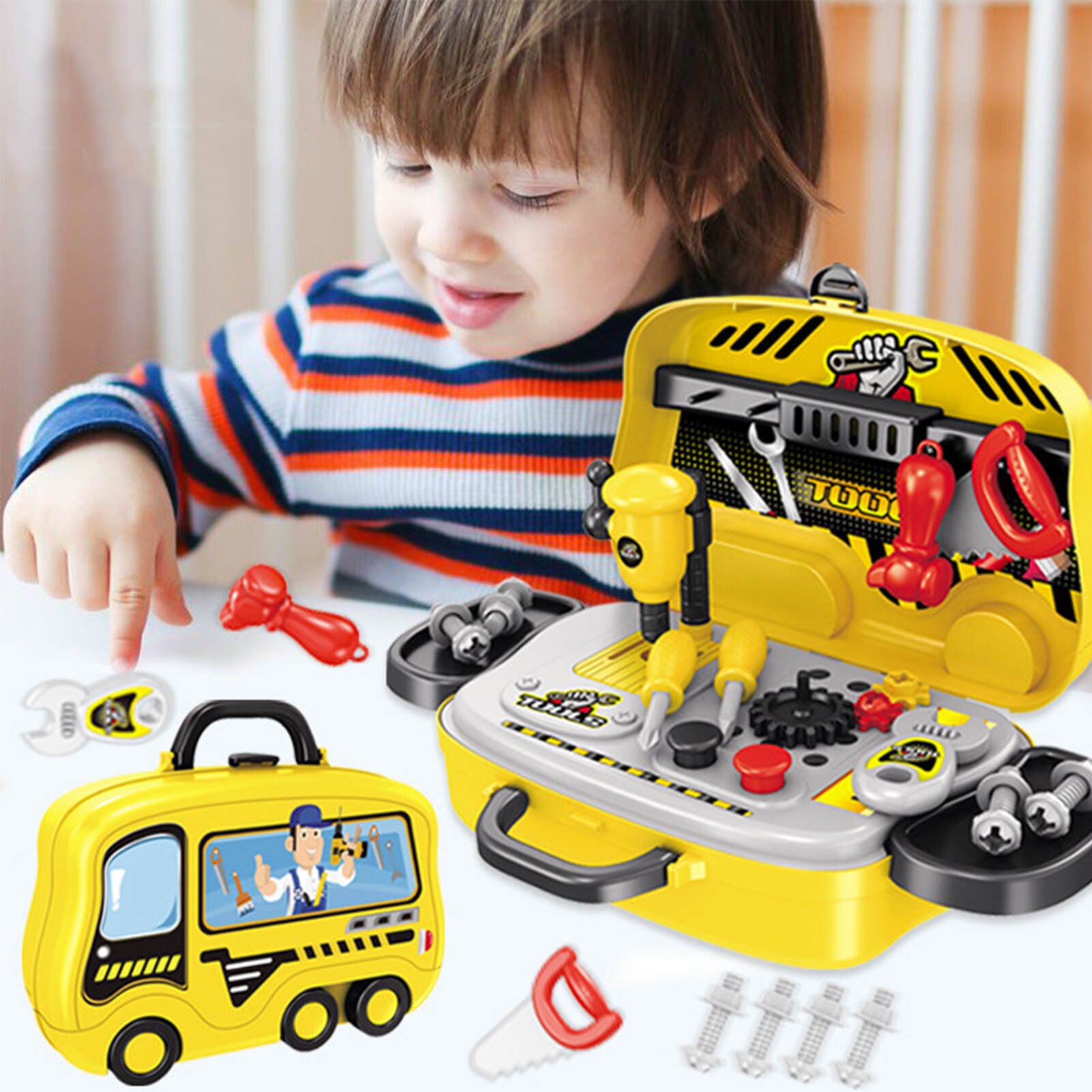 Simulation Repair Tool Boys Toy Manual Maintenance Pretend Play Plastic Screwdriver Hammer Tongs Tool Kits Play Game